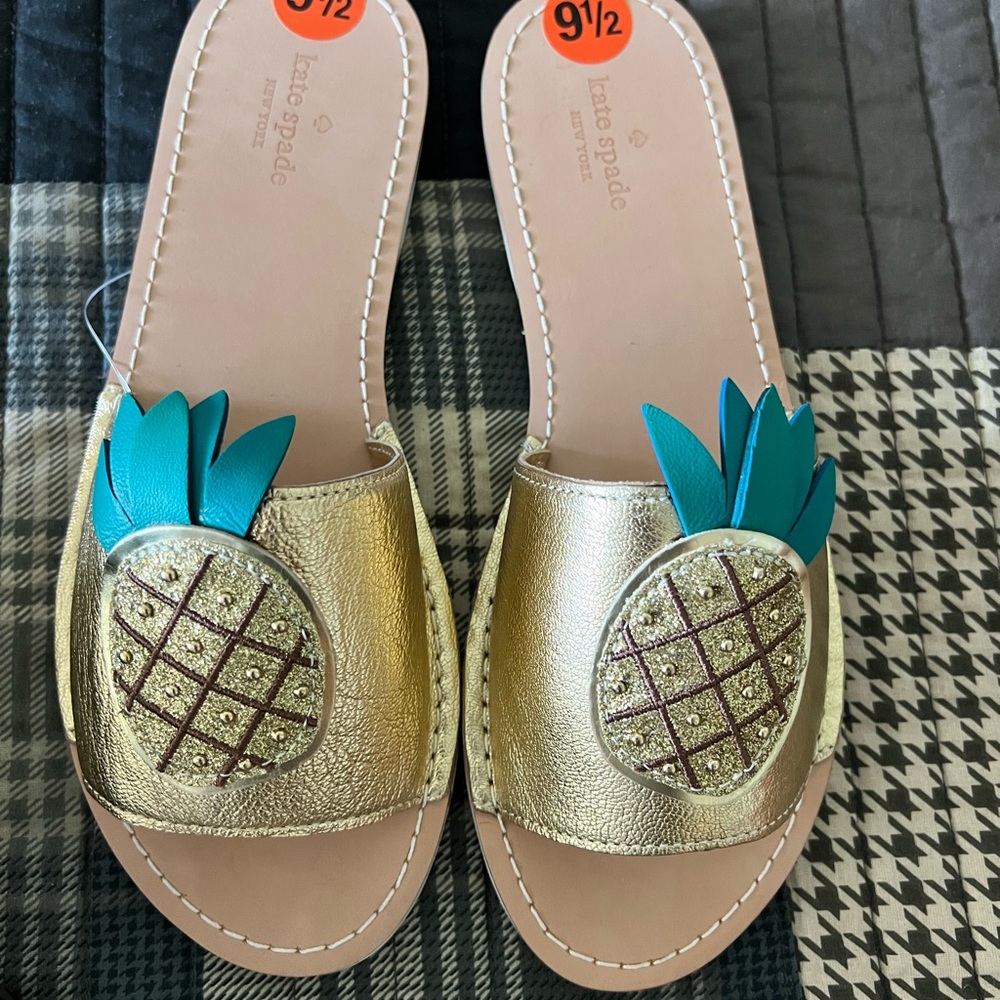 Kate Spade Gold Pineapple Sandals - Picture 2 of 4